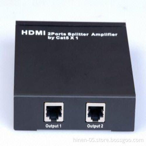 HDMI 2 Ports Splitter Amplified by Cat5 x1, Supports Highest Video Resolution 1080p